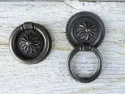 Oil Rubbed Bronze Metal Ornate Ring Drawer Pull Knob Handle Old World