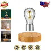 Floating Wireless LED Night Light Bulb with Round Wooden Base - Stunning Decor