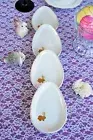 POTTERY BARN MINI WHITE EGG PLATES (4) –NEW– EGGS-TRA SPECIAL SHAPES FOR EASTER!