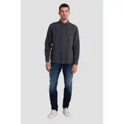 Replay Mens Linen Shirt w/ Pocket Long Sleeve Black