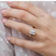 3.73ct moisaanite Emerald cut wedding ring