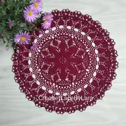 Burgundy crochet doily, home decor, Burgundy tablecloth, Red crochet Lace
