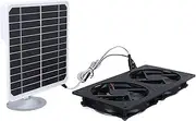 20W Solar Panel Fan Kit with Dual Exhaust Fan for Chicken Coop Shed Pet House Outside Inside for Greenhouse Solar Fan