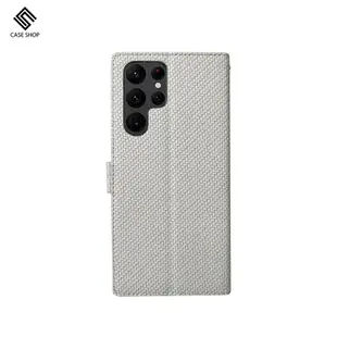 CASE SHOP Samsung S22 Ultra 前插卡側立式皮套-灰