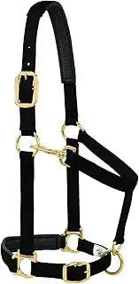 Weaver Leather 35-7744-BK Padded Adjustable Chin & Throat Snap Halter, 1" Small Horse or Weanling Draft, Black