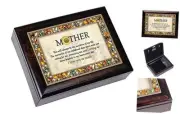 Mother You Will Burlwood Finish Jeweled Music Box Plays Tune You are My