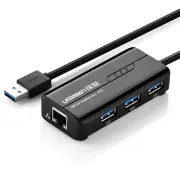 CR102 USB3.0 to RJ45 100Mbps Ethernet 3 USB 3.0 Port Hub Network Card LAN Adapter for Laptop