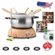 Quick-Heating 1500W Fondue Pot Set with Dishwasher Safe Ceramic & Stainless Pots