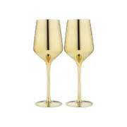 Tempa Aurora 2 Piece Wine Glass Set 400ml 23.5X7.5X7.5cm - Gold