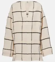 [Toteme] Toteme Checked cotton and linen-blend canvas tunic AU 6 white