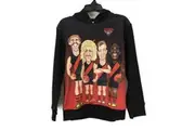 AFL Essendon Bombers Team Cartoon Graphic Black Hoodie Youth Size 10 NEW