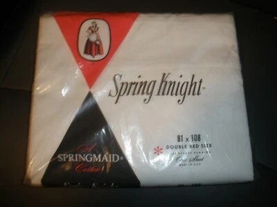 NEW Vintage Springmaid Spring Knight 81 x 108 Double Bed Flat White Sheet (NSH13