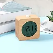 Wooden Digital Alarm Clock,Desk Alarm Clock,Alarm Clock with Night Lamp,Bedroom Wooden Alarm Clock,Electronic Digital Alarm Clock for Bedrooms Bedside (Square)
