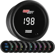 GlowShift 10 Color Digital 400 PSI Transmission Pressure Gauge Kit - Includes Electronic Sensor - Multi-Color LED Display - Tinted Lens - for Car & Truck - 2-1/16" (52mm), GS-TCD25