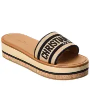 Dior Dway Canvas Platform Sandal Women's Beige 39