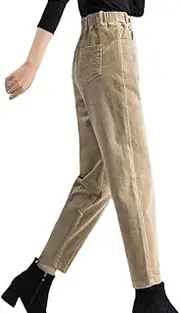 [Generic] Women Pants Straight Pants High Waist Elastic Band Women Clothing Thicken Harem Trousers