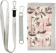 [Yoogain] Ship Leaf Peach slim wallet for women pop wallet slim with lanyard, ship leaf peach, 1 size, Fashion