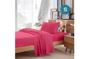 Single Size Hot Pink Color Poly Cotton Fitted Sheet Flat Sheet Pillowcase Sheet Set