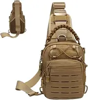 [Generic] Chest Fanny Pack for Men - Small Sling Backpack Chest Bag - Waterproof Lightweight Backpack, Storage Pockets for Workout, Running, Outdoor Sports, Biking, Khaki, Refer to description