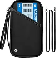 [P TRAVEL · DESIGN] RFID Family Travel Passport Holder - Large Waterproof Travel Passport Wallet Holder for Men Women, Lightweight Portable Travel Document Organizer Passport Cover with Zipper Pocket…, Black, Classic