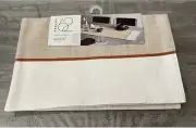 PROJECT 62 Rectangle Table Runner 72" x 14" White Tan 100% Cotton NEW Kitchen