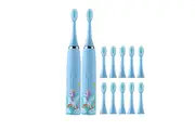 2Pcs Kids Electric Toothbrushes Sonic Toothbrush Cute Cartoon Teeth Whitening Toothbrush Soft Bristle-Blue