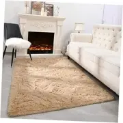 Beige Shaggy Rugs for Bedroom Living Room, 4x5.9 Feet Super Soft Fluffy Fuzzy