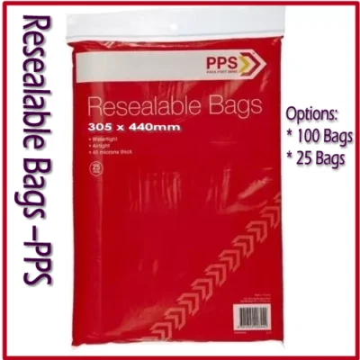 25 / 100 Bags PPS Resealable bag 305 x 440mm Ziplock Bags Clear Plastic Zip lock