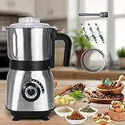 Spice Grinder Electric,Herb Nut Grinder for Kitchen,Detachable Espresso Grinders with Stainless Steel Blades,Filter and Brush, 500w Dry and Wet Grain Mill for Coffee,Rice,Bean,Seasoning (Black)