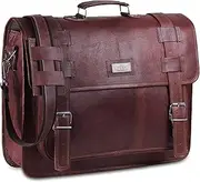 [HULSH] Convertible Leather laptop bag 18 inch and backpack for men – Vintage Full Grain Leather satchel for men – Genuine Leather briefcase for Business – Brown Leather computer bag with rustic look,