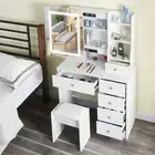 Dressing Table Large Mirror Makeup Dresser Vanity Modern Home Furniture White AU