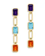 Bloomingdale's Fine Collection Multi Gemstone Paperclip Link Chain Drop Earrings in 14K Yellow Gold
