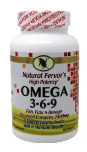 Natural Fervors High Potency Omega 3,6,9 Fish,Flax & Borage Oil 90 Ct(Backdated)
