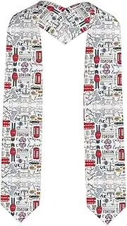 [SKKNT] I Love London Print Graduation Shawl Stole For Academic Commencements Honor Sash Congratulations Gift