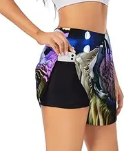 [GaxfjRu] Walrus Print Women's Running Shorts High Waisted Running Shorts Pocket Sporty Gym Elastic Short