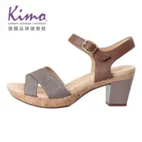 在飛比找momo購物網優惠-【Kimo】牛皮金絲帆布繫帶涼鞋 女鞋(棕 KBJSF106