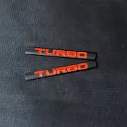 2x Black Red Small TURBO Metal Emblem Sticker Badge Decal Engine Car Performance (for: Peugeot)