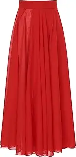 [TiaoBug] Women 360 Sheer Chiffon Elastic Waist Long Dance Skirt for Belly Ballet Photography Performance Maxi Skirt