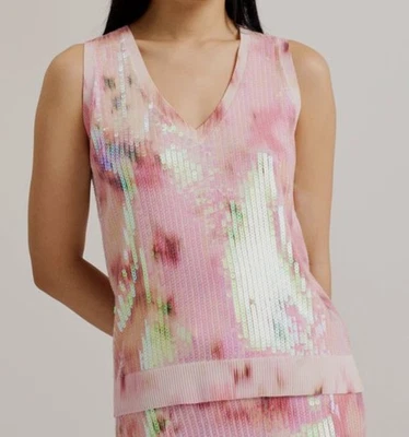 Ted Baker London Womens Pink Velmaa Printed V-neck Top Size 2