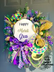 Big Mardi Gras Wreath With Mask, Mardi Gras Party Decor, Music Wreath