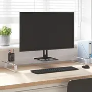 Monitor Stand, Computer Screen Riser Desk Stand, Modern Design, Loading capacity 10 kg, 100 x 35 x 8 cm, Tempered Glass and Metal