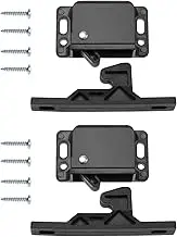 VGOL 2x Cabinet Door Latch with 8Pcs Screws RV Drawer Latches Caravan Door Retainer Catch Accessories for Cabinets Sliding Door Home Kitchen Black