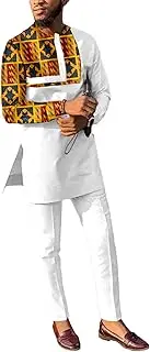 [ATLYCOLOR] African Suits for Men Patchwork 2 Piece Set Fashion Outfit Nigerian Dashiki Wedding Clothing Attire Tracksuits