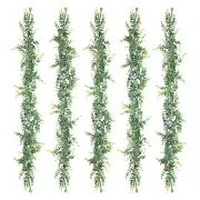 5Pcs Faux Eucalyptus Leaves Garland 6Ft Artificial Greenery Wall Hanging Vines