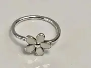 DARLING DAISY Authentic PANDORA White ENAMEL Flower RING Size 54 190899EN12 New