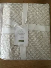 Pottery Barn Jerrie Print Full Sheet Set Flax/White Abstract Peacock CoastalNEW