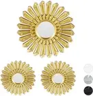 Decorative Sun Mirror, Set of 3, round Hanging Mirrors, Wall Decoration with Han