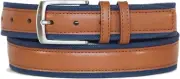 Nautica Men's Bold Fashion & Dress Signature Canvas Leather Belt w/ Metal Buckle