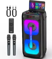 Karaoke Machine for Adults with 2 Wireless Microphones, Portable Bluetooth Speak
