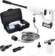 iSunTop Cordless Pressure Washer,Cordless Power Washer Three-Gear Adjustment with Memory 680 PSI 6-in-1 Nozzle Portable Pressure Cleaner 21V 4000mAh Waterproof Battery for Car/Fences/Patios (White)